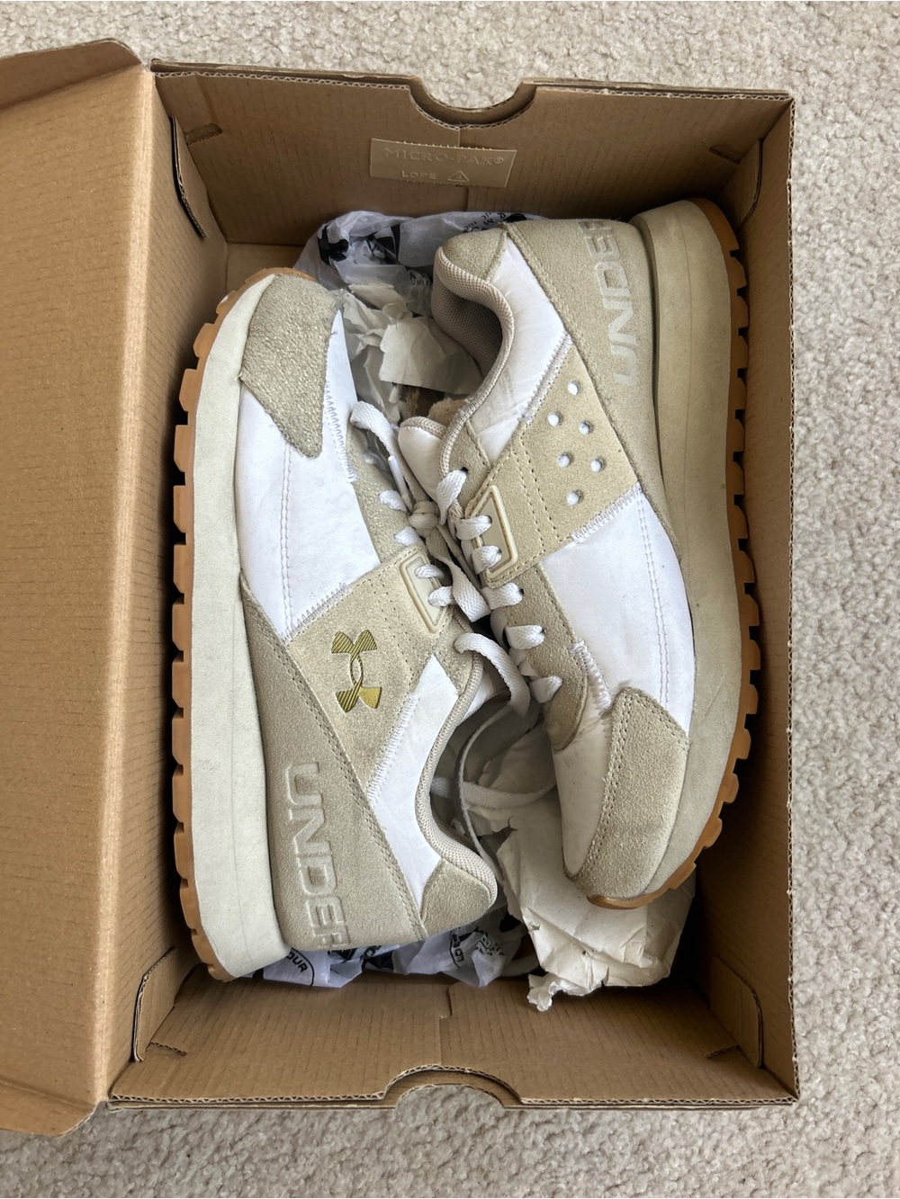 Under Armour Essential Runner Beige & White Suede Sneakers
